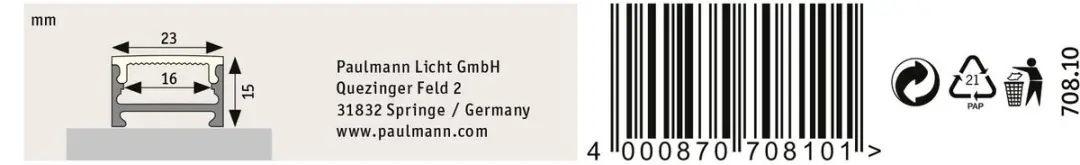 Paulmann 70810 LED Strip Profiel Square - 2m - afbeelding 2 van 6