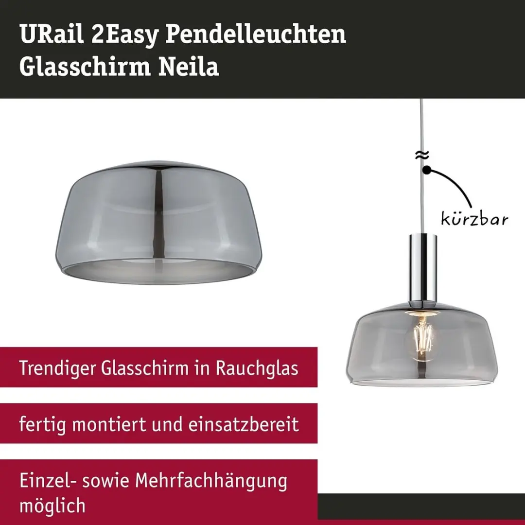 Paulmann Neila 95605 URail Railsysteem - Rookglas - afbeelding 2 van 6