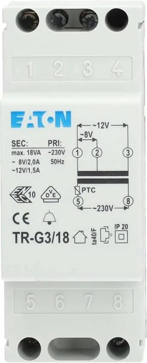 Eaton 272483 Beltransformator 4/8/12V 2A - afbeelding 4 van 6