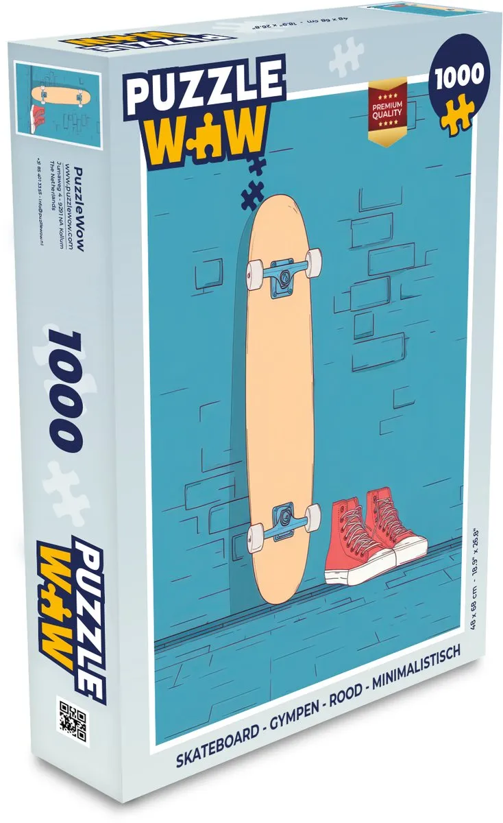 PuzzleWow Skateboard Gympen Puzzel 1000 Stuks - Rood