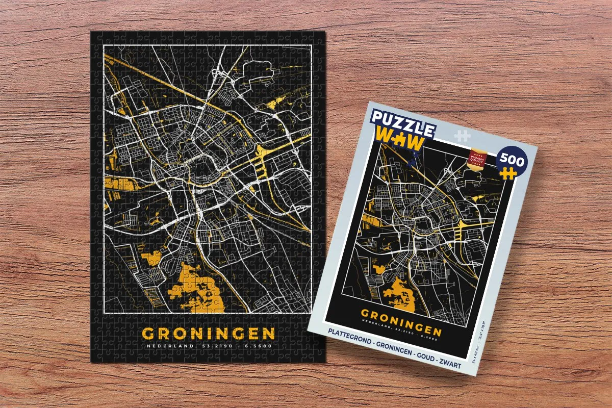 PuzzleWow Groningen Legpuzzel 500 Stuks - Multicolor