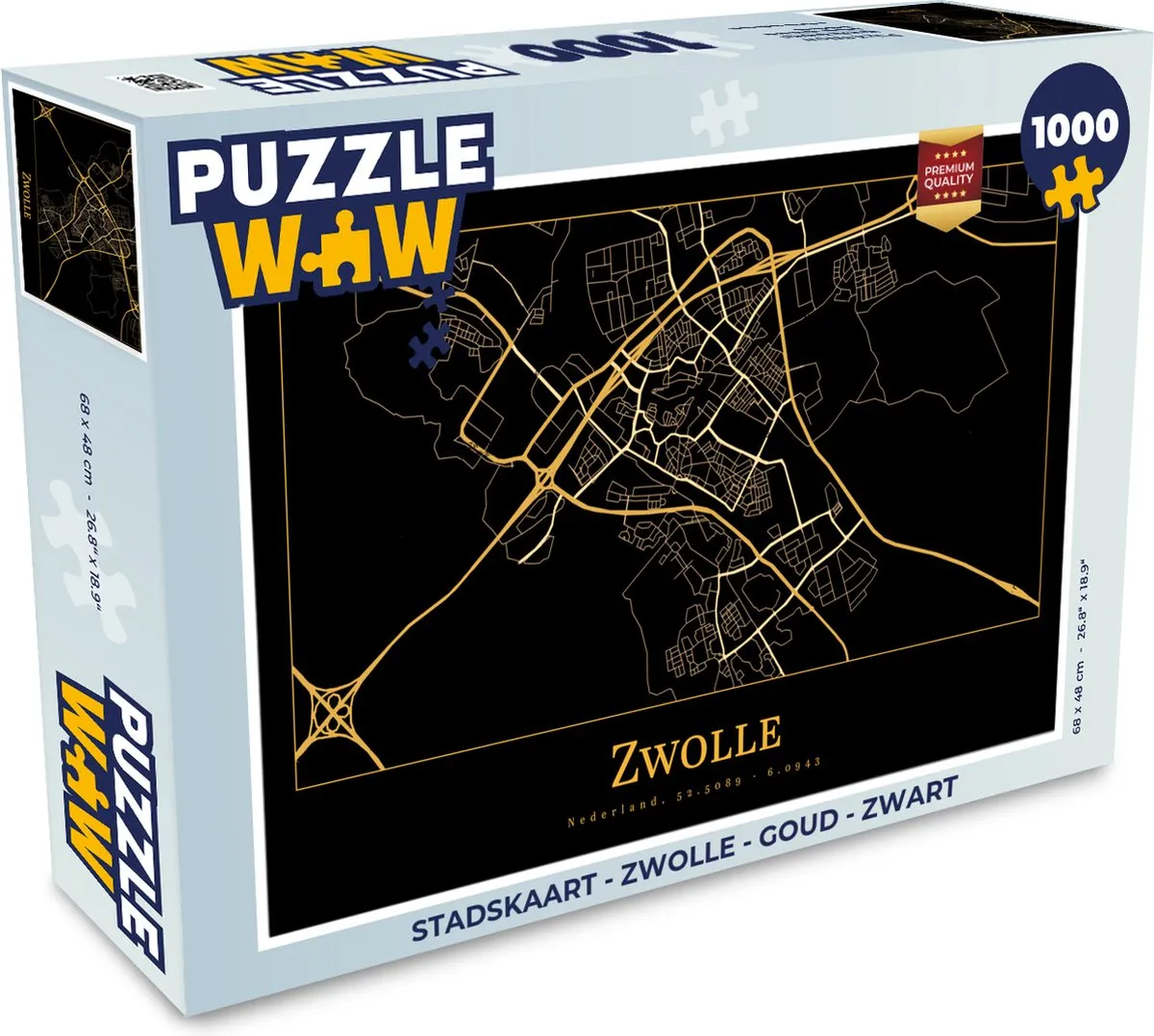 PuzzleWow Stadskaart Zwolle Legpuzzel 1000 Stuks