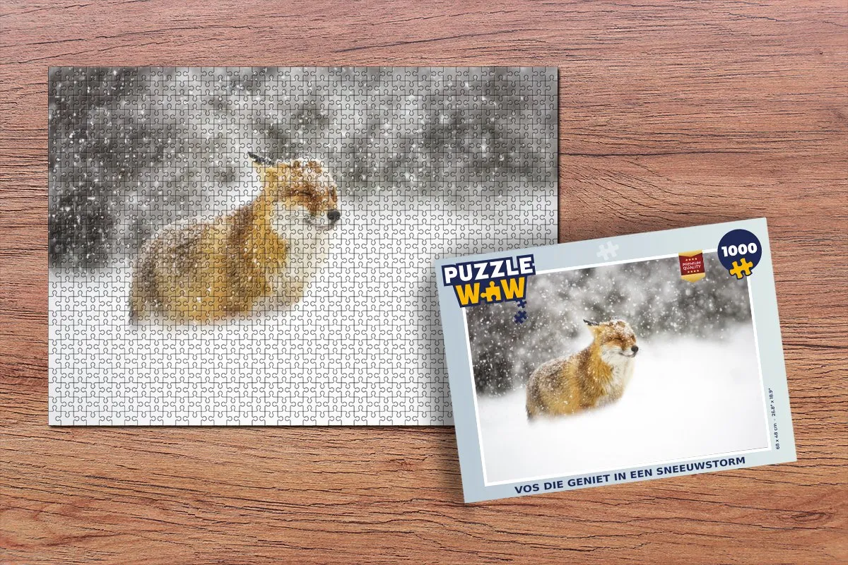 PuzzleWow Vos - Sneeuw - Storm Legpuzzel 1000 Stuks - Multicolor