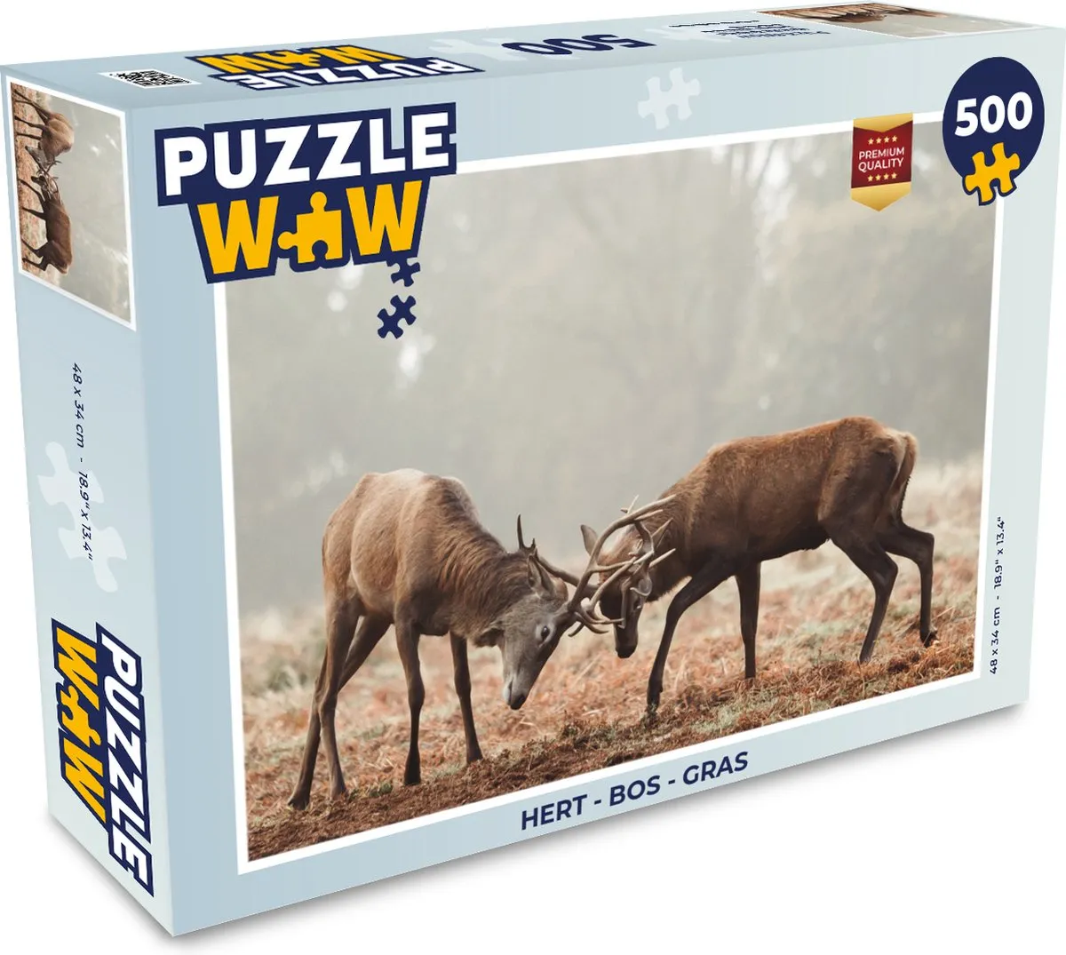 PuzzleWow Hert Bos Gras Legpuzzel 500 Stuks - Multicolor
