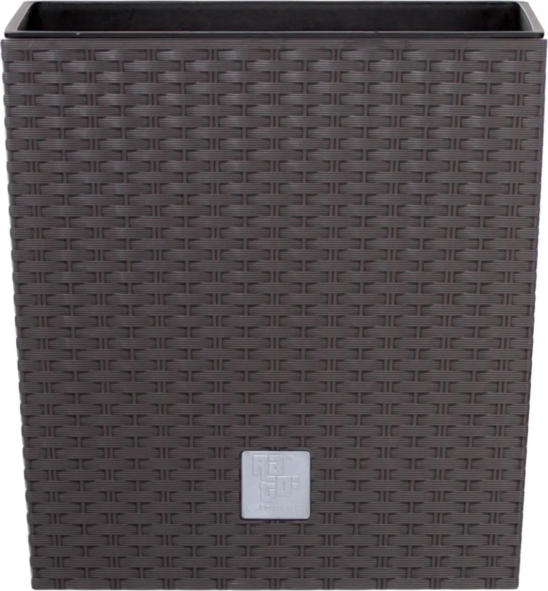 Prosperplast Bloempot/plantenpot Rato - rotan look - met binnenpot - bruin - 40 x 40 x 41 cm - kunststof