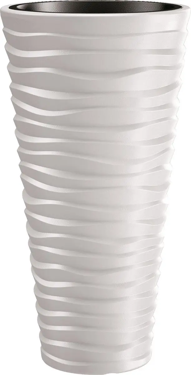 Bloempot Buiten Hoog Rond Sand Slim 40cm WIT Prosperplast
