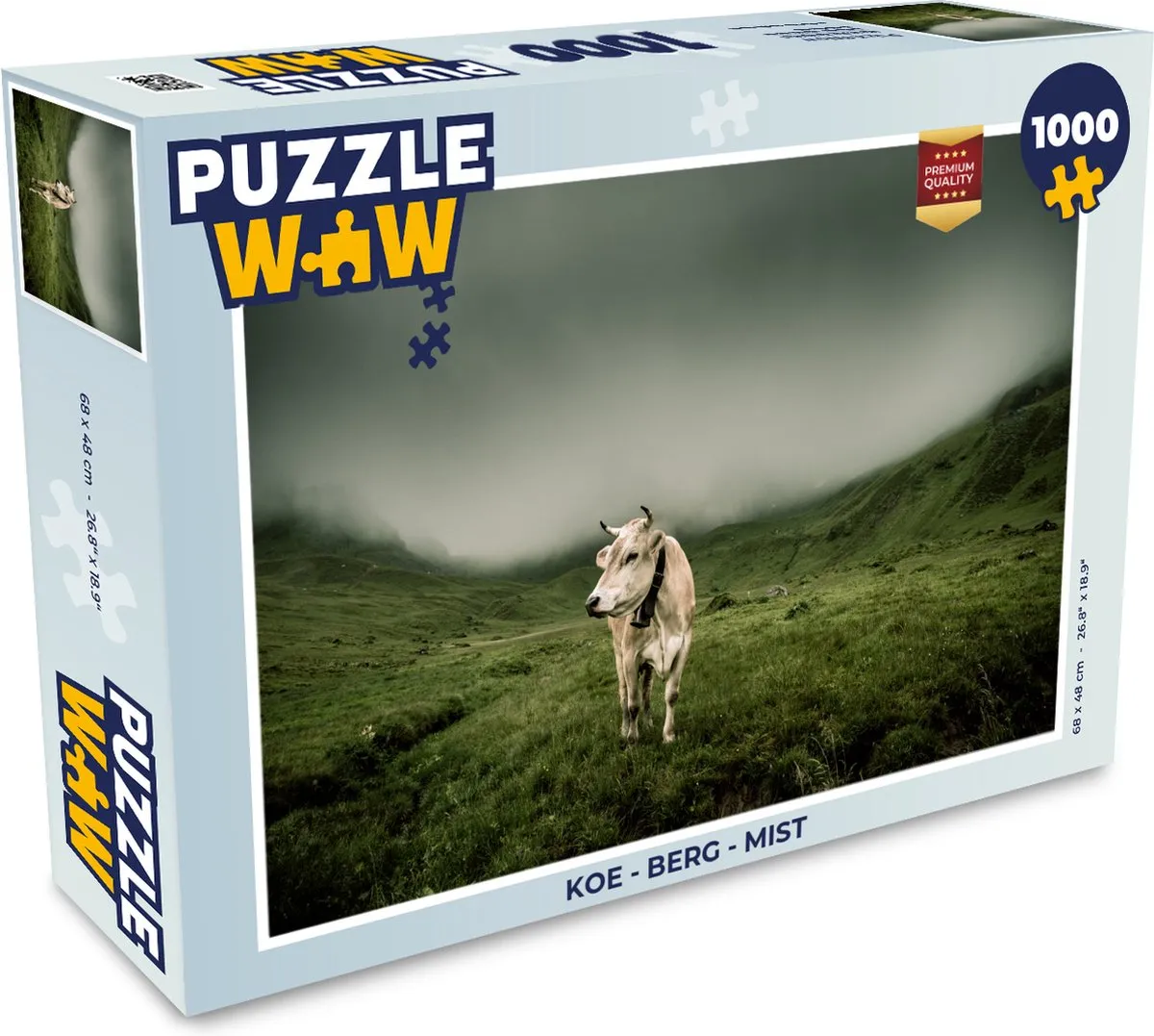 PuzzleWow Koe Berg Mist Legpuzzel 1000 Stuks