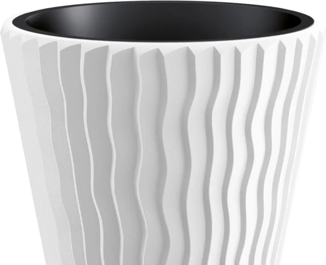 Prosperplast Sandy Waves Bloempot - Wit Ø39 x H43cm - afbeelding 2 van 5