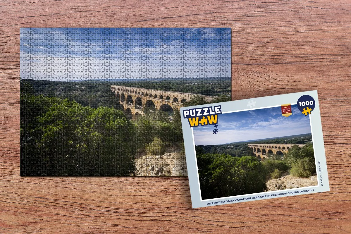 PuzzleWow Legpuzzel De Pont du Gard 1000 Stuks - Multicolor