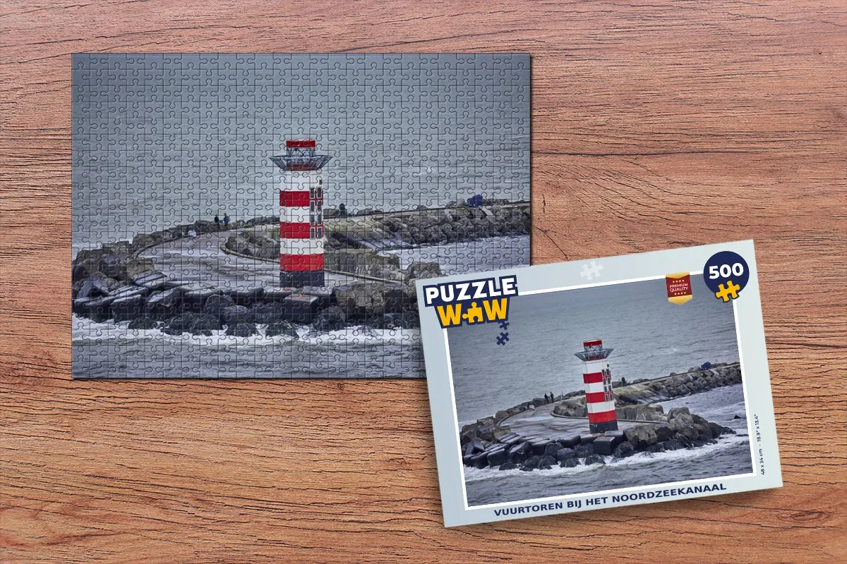 PuzzleWow Vuurtoren bij het Noordzeekanaal Legpuzzel 500 Stuks - Multicolor