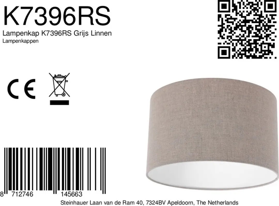 Steinhauer K7396RS Textiele Lampenkap Grijs Ø30cm - afbeelding 5 van 6