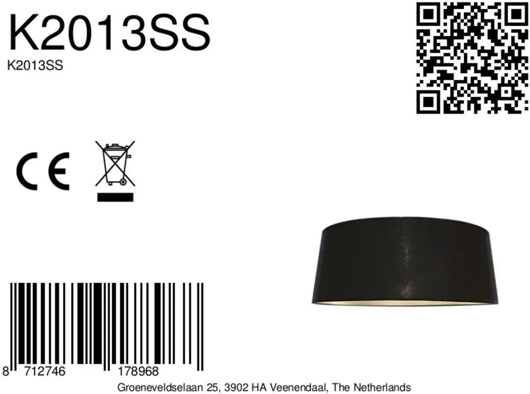 Steinhauer K2013SS Lampenkap - Zwart textiel Ø60cm - afbeelding 5 van 6