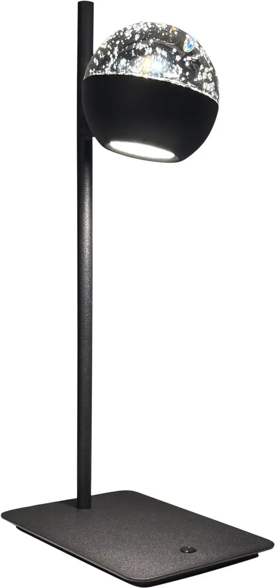 Belluno Tafellamp 42cm met smoke glas, zwarte armatuur, draaibaar, 9W LED dimlic