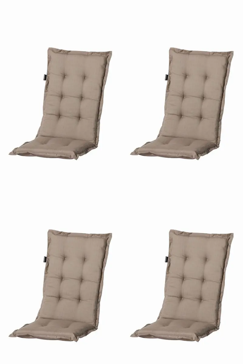 Tuinstoelkussen hoge rug 50x123 Basic taupe (4 stuks) Madison