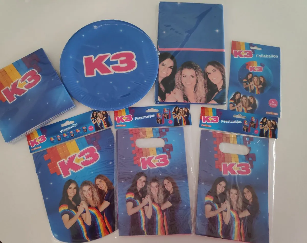 K3 Feestpakket Donkerblauw - 20 Servetten, Tafelkleed 130x180cm, Slinger 4m, Folieballon 45cm