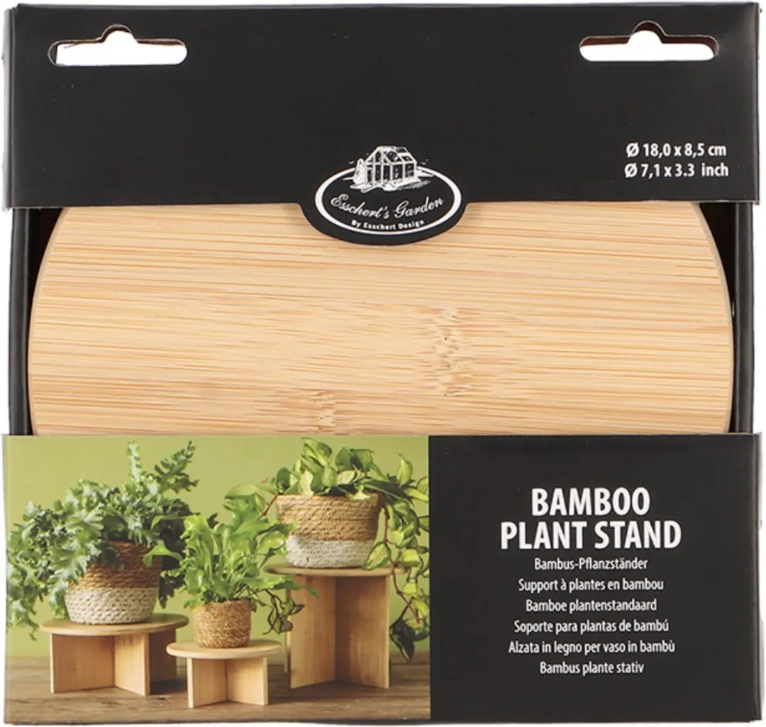 Esschert Design Plantentafeltje Bamboe D18cm H8.5cm - afbeelding 2 van 4
