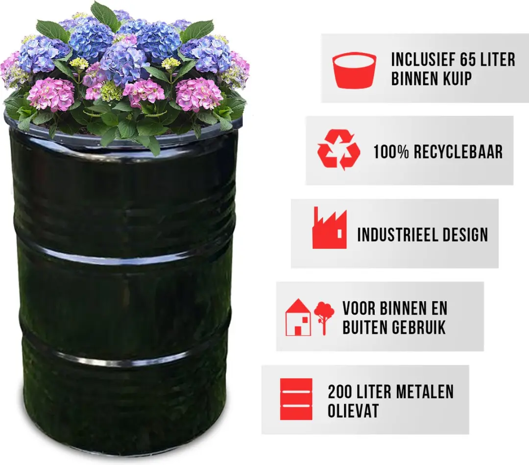 Barrelkings Olievat Plantenbak 200L - Zwart - afbeelding 2 van 6