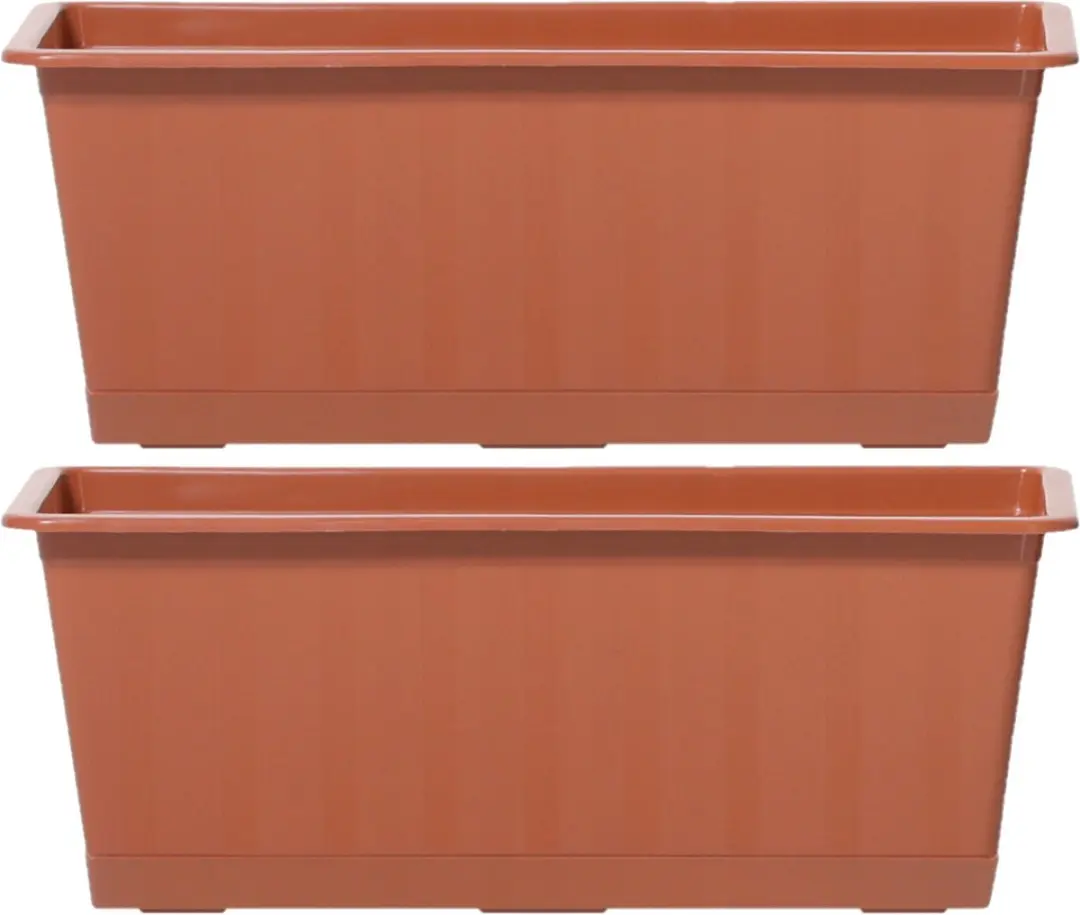 Prosperplast Plantenbak/bloembak/balkonbak Agro - 2x - terracotta - kunststof - 50 x 18 x 14 cm