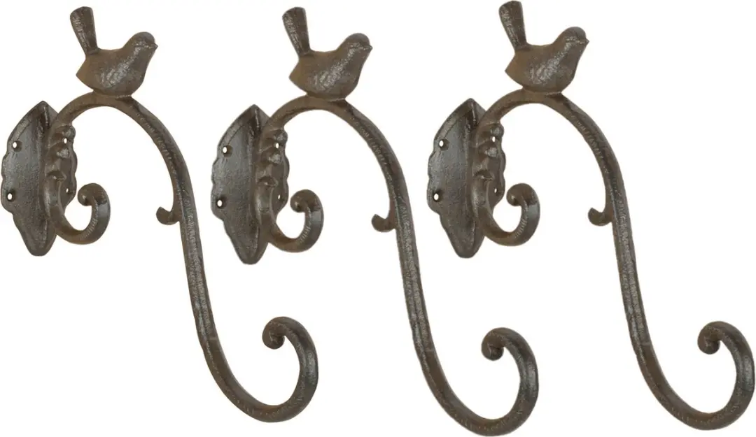 Esschert Design Muurhaak - 3x stuks - plantenhaak voor plantenpotten - gietijzer - 27 x 24 cm