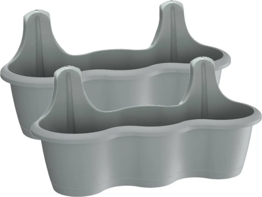 2x stuks muur/wand bevestiging plantenpotten/bloempotten kunststof 51 x 20 x 20