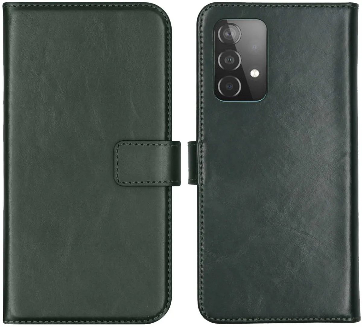 Selencia Hoesje Samsung Galaxy A52 Groen - Lederen Bookcase 3 Pasjes