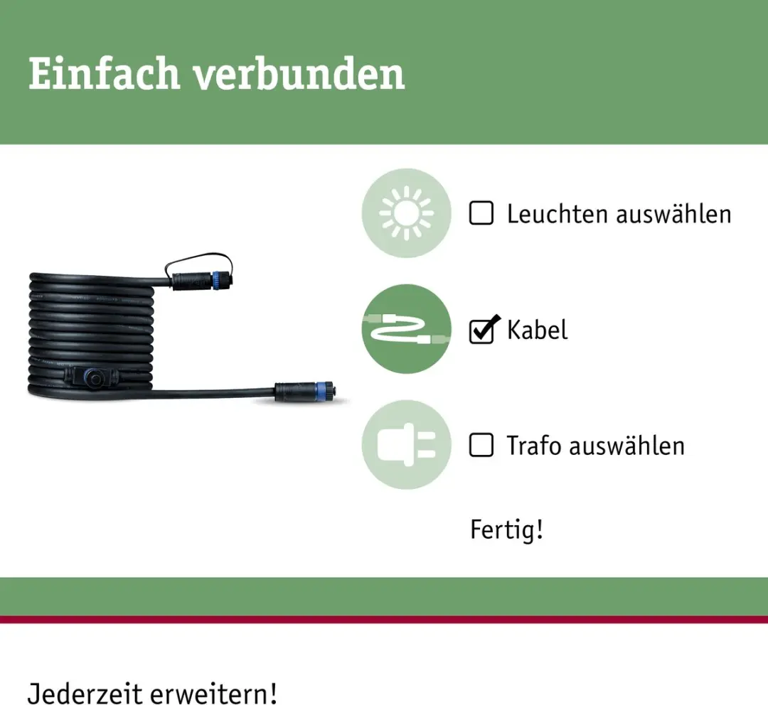 Paulmann Plug&Shine Verbindingskabel 5m 2x IP68 - Zwart - afbeelding 2 van 6