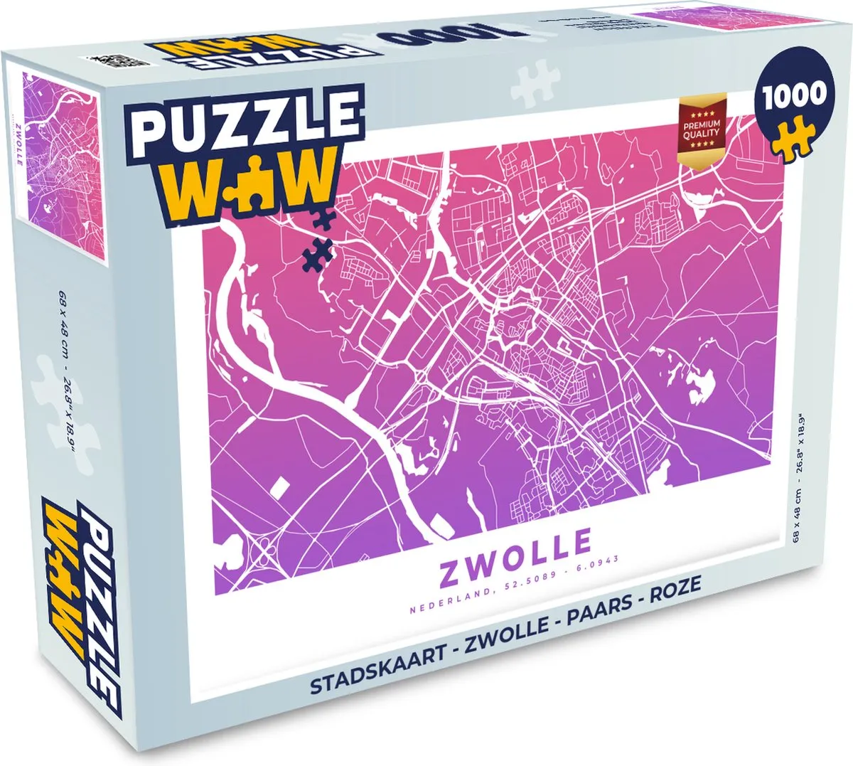 PuzzleWow Stadskaart Zwolle Legpuzzel 1000 Stuks