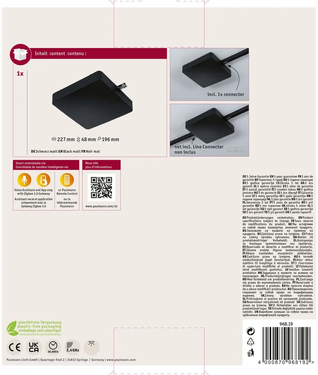 Paulmann URail Voeding Zigbee 3.0 96819 - 300W - Zwart mat - afbeelding 3 van 6