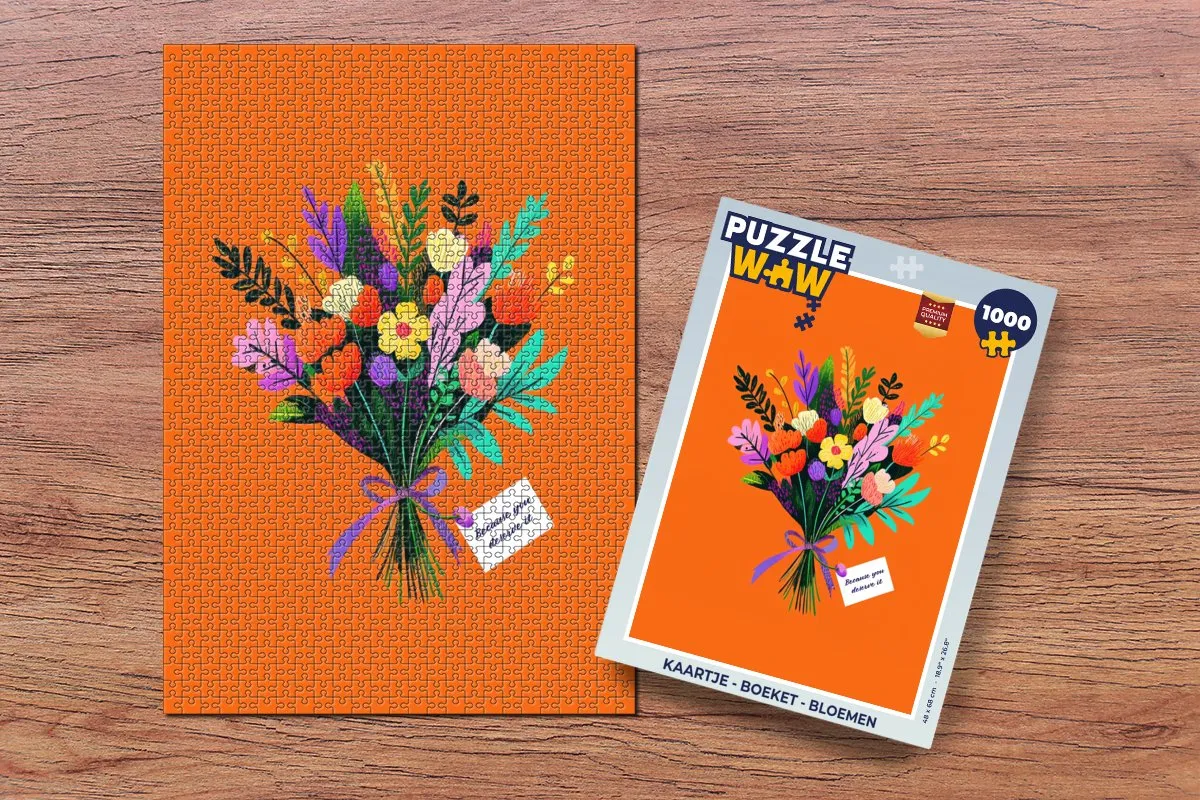 PuzzleWow Bloemen Legpuzzel 1000 Stuks - Kaartje