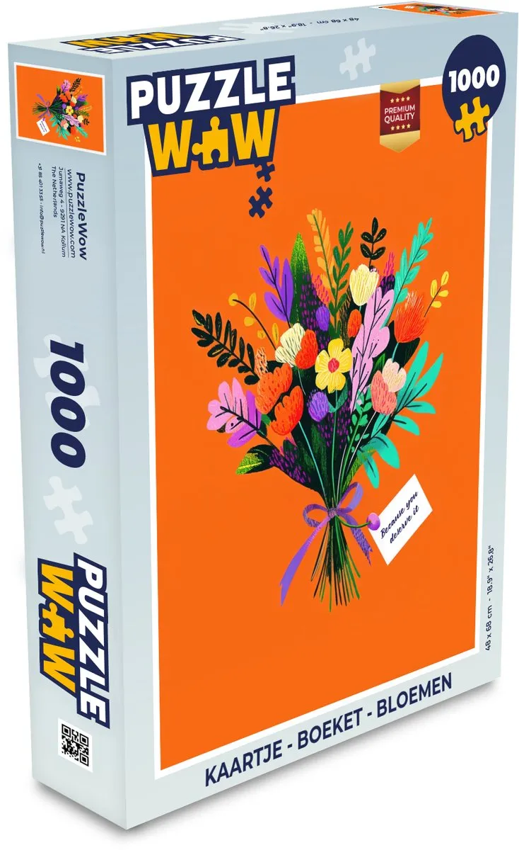 PuzzleWow Bloemen Legpuzzel 1000 Stuks - Kaartje