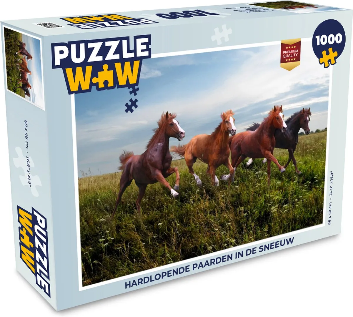PuzzleWow Hardlopende paarden in de sneeuw Legpuzzel 1000 Stuks - Multicolor