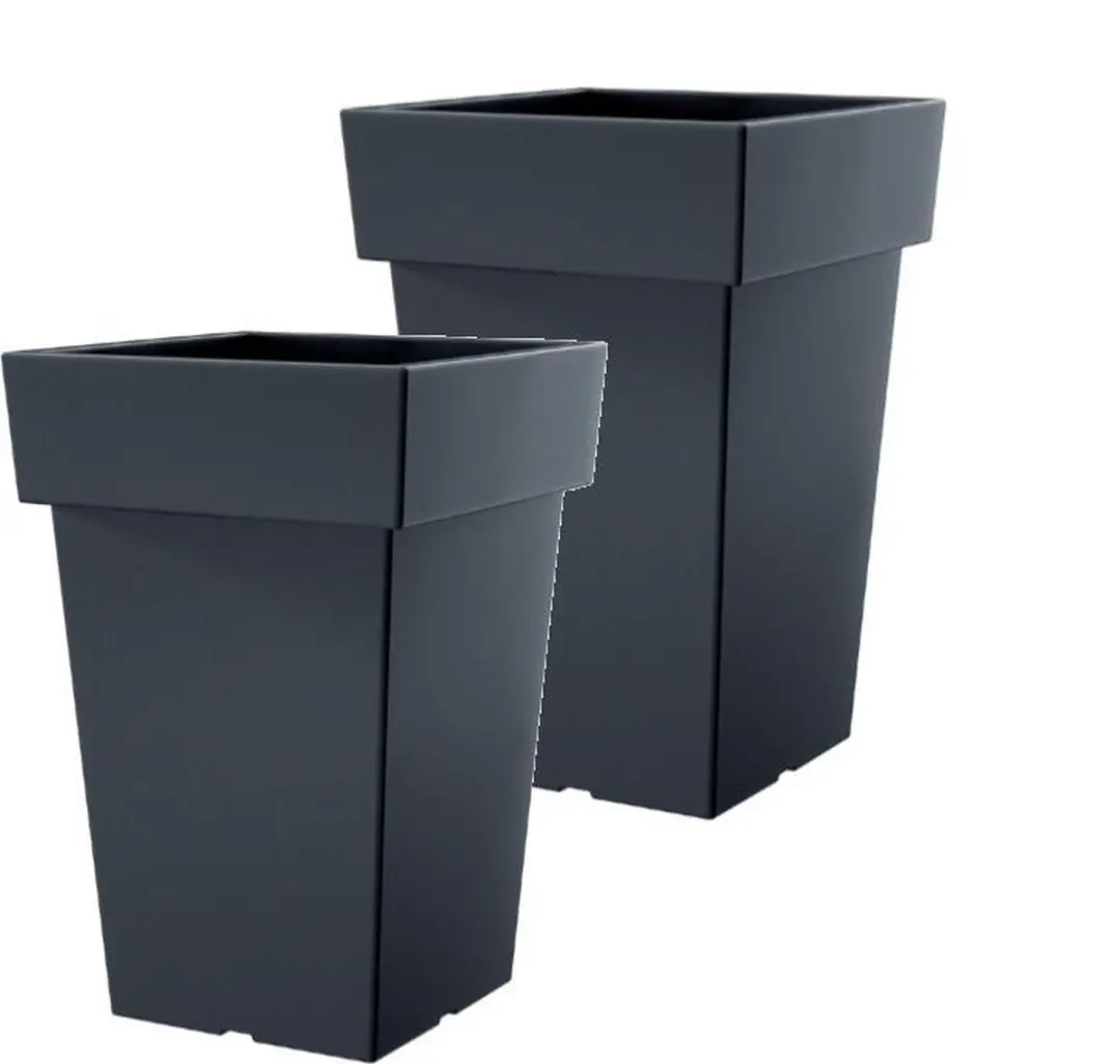 Bloempot Hoog Vierkant Lofly Square 24x24x36cm ANTRACIET Prosperplast / 2 STUKS ! /