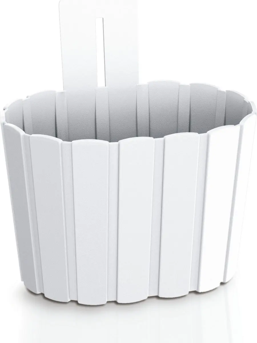 Prosperplast Muur Plantenpot - houtlook - kunststof - 20x15 cm - parel wit - binnen/buiten - bloempot