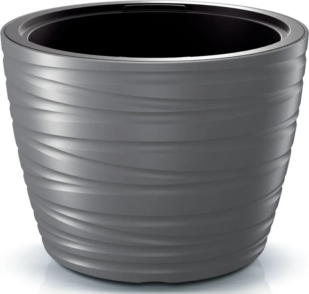 Prosperplast Plantenpot/bloempot Amazing - buiten/binnen - kunststof - steengrijs - D47 x H52 cm - met binnenpot