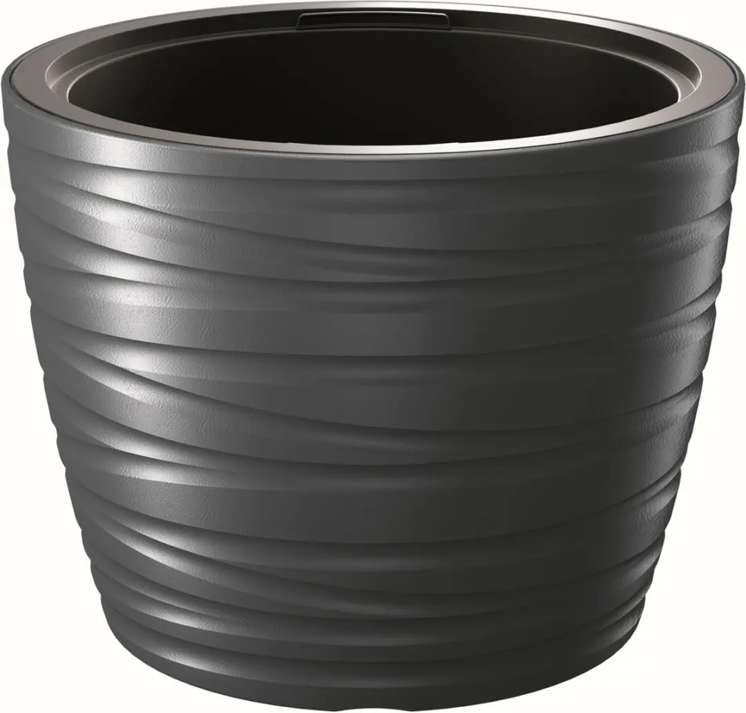 Prosperplast Plantenpot/bloempot Amazing - buiten/binnen - kunststof - antraciet - D47 x H35 cm - met binnenpot