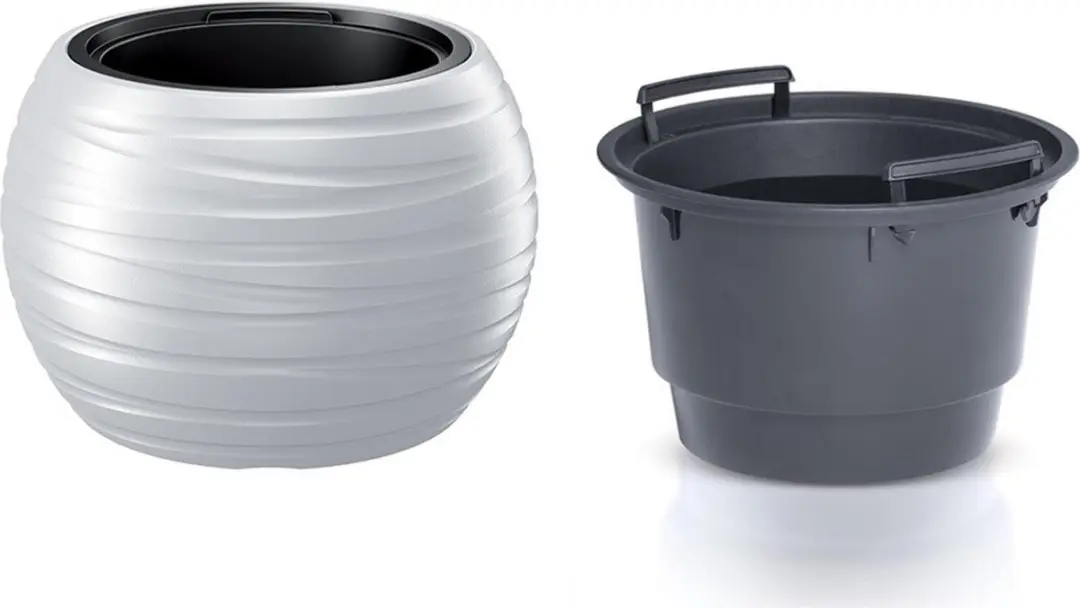 Prosperplast Maze bloempot plantenbak 2in1 incl. Sierpot weerbestendig voor binnen en buiten - Wit