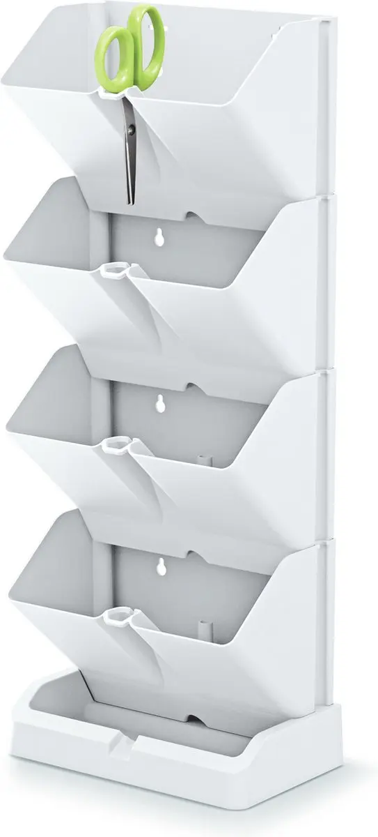 Verticale kruidentuin kunststof - Staand/hangend - Modulair - wit - 20 x 11 x 48 cm - Incl. kruidenschaar
