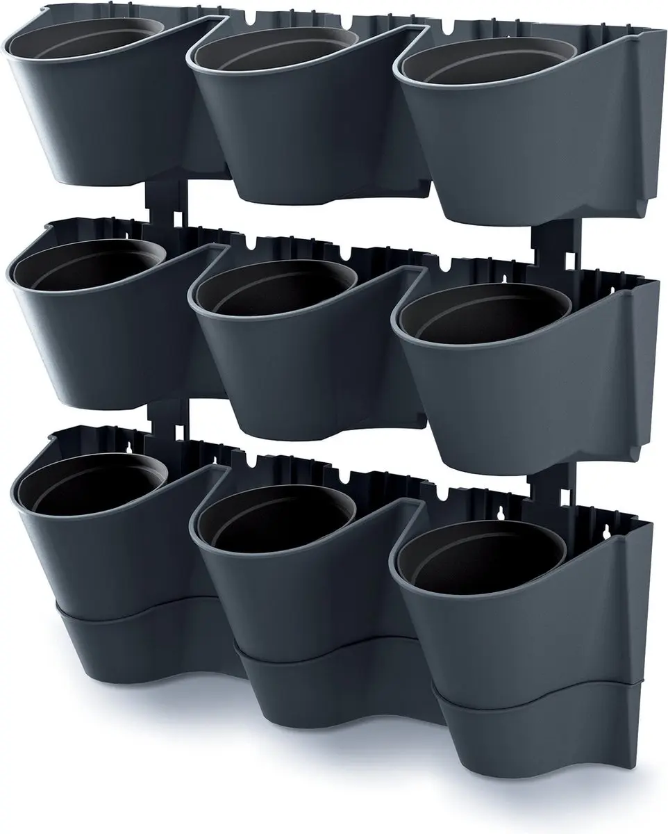 Prosperplast Cascade Wall Verticale Tuin - Antraciet - 12 Potten - afbeelding 4 van 6