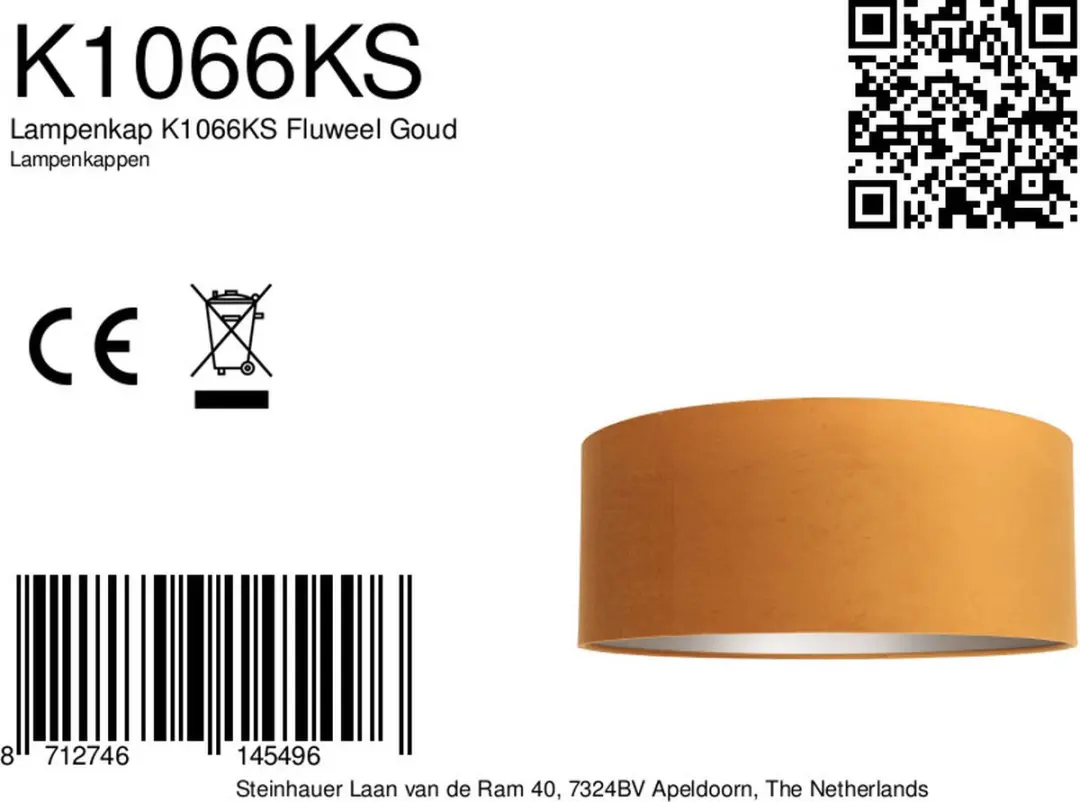 Steinhauer Goud/Geel Velours Lampenkap ⌀50cm - afbeelding 5 van 6