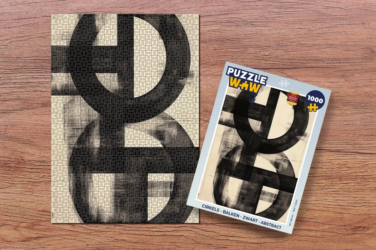 PuzzleWow Cirkels Balken Zwart Abstract Puzzel - 1000 Stukken