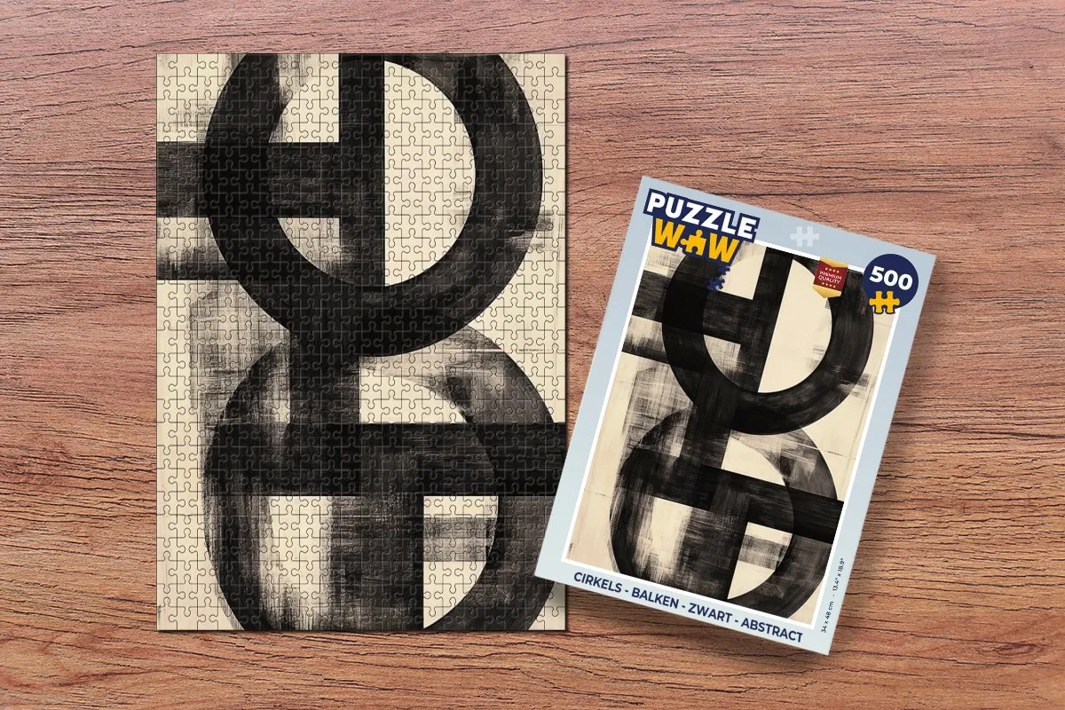 PuzzleWow Cirkels Balken Zwart Abstract Puzzel - 1000 Stukken
