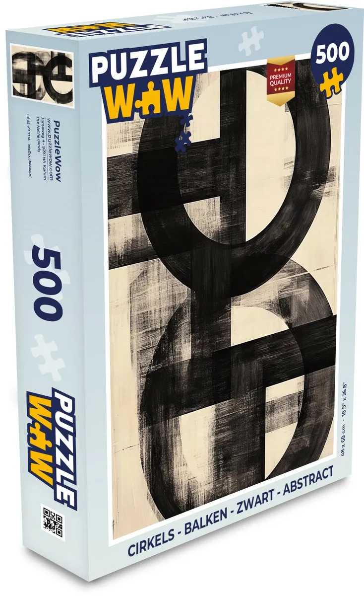 PuzzleWow Cirkels Balken Zwart Abstract Puzzel - 1000 Stukken