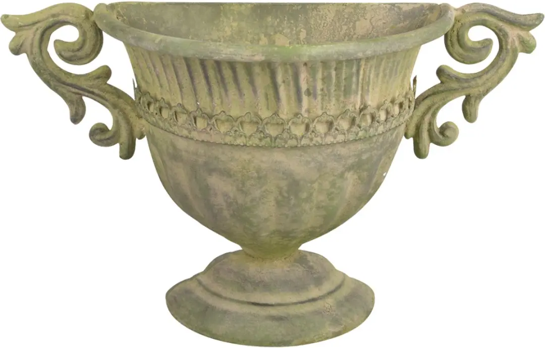 Esschert Design Aged Metal Green muur vaas L 35,9 x D 12,2 x H 22,1