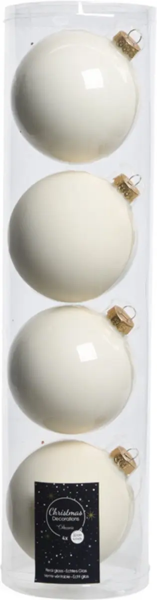 Decoris Glazen Kerstballen Wolwit D10cm