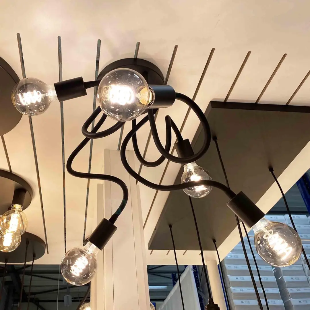 Highlight Plafondlamp Flex 5xE27 - 50cm - Zwart - afbeelding 4 van 6