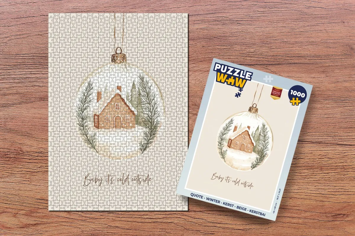 PuzzleWow Kerstbal Legpuzzel 1000 Stuks - Beige