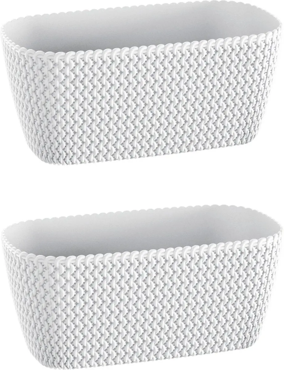 2x Kunststof splofy plantenbak/bloembak wit 30 cm