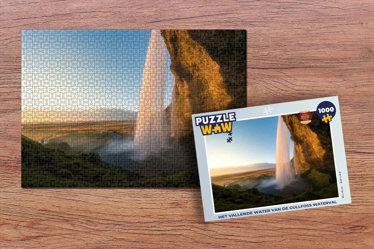 PuzzleWow Het vallende water van de Gullfoss Legpuzzel 1000 Stuks - Multicolor