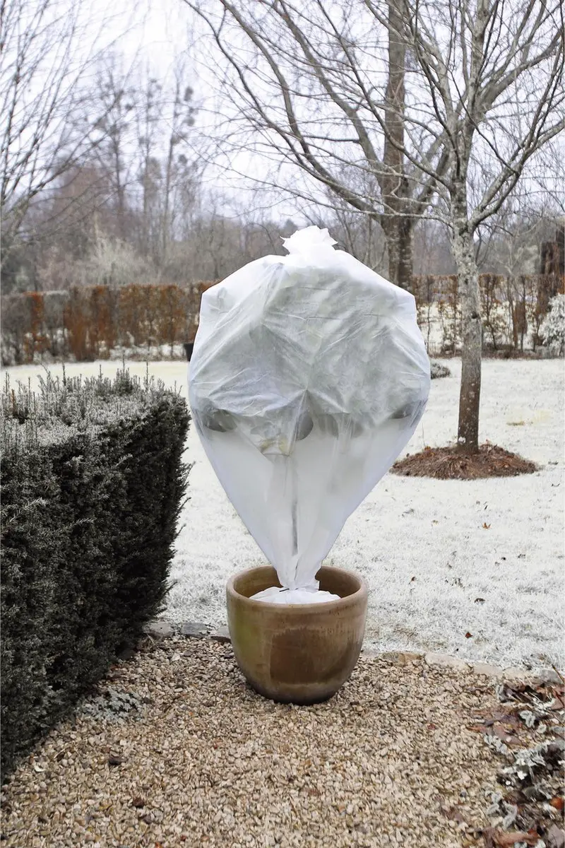2x stuks plantenhoezen/winterafdekvliezen tegen vorst wit 10 m x 64 cm 30 g/m2