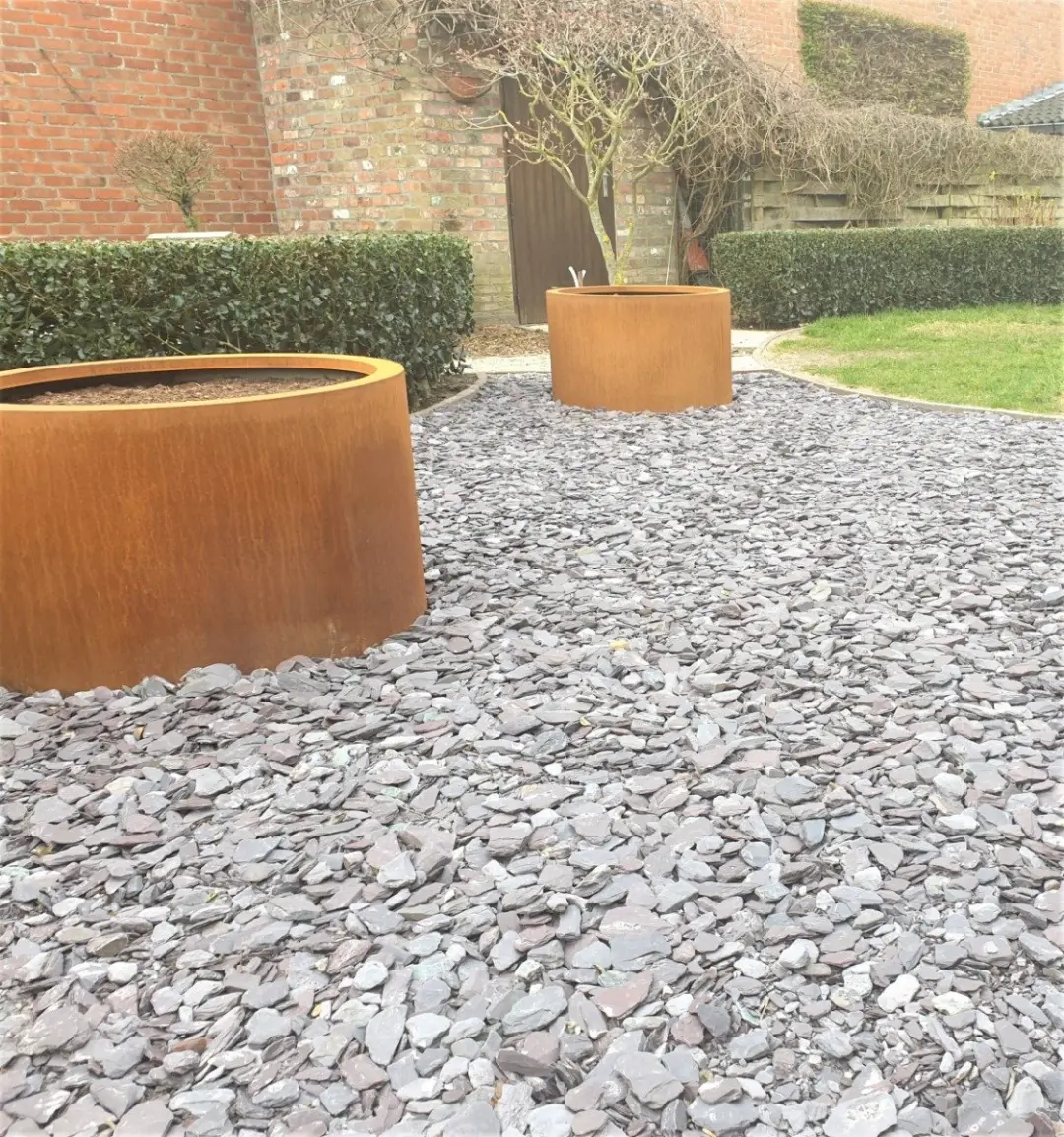 Intergard Bloembak plantenbak rond cortenstaal met bodem 35x60cm